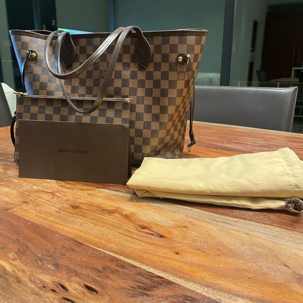 LV Never Full MM Damier Ebene Tote